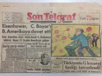 Son Telgraf Gazetesi 18 Eylül 1953 - Eisenhower, Celal Bayarı B. Amerikaya Davet Etti GZ52421 - 1