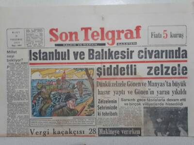 Son Telgraf Gazetesi - 19 Mart 1953 - İstanbul Ve Balıkesir Civarında Şiddetli Zelzele GZ112752 - 1