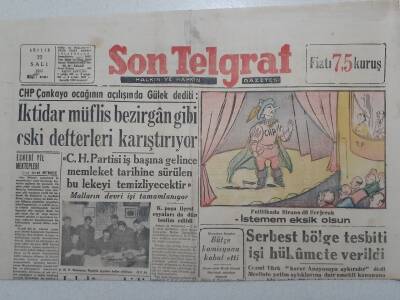 Son Telgraf Gazetesi - 22 Aralık 1953 - Gülek İktidar Müflis Bezirgan Gibi Eski Defterleri Karıştırıyor GZ112750 - 1