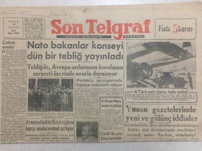 Son Telgraf Gazetesi 26 Nisan 1953 - Nato Bakanlar Konseyi Bir Tebliğ Yayınladı GZ52424 - 1