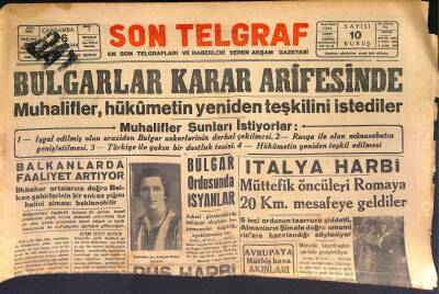 Son Telgraf Gazetesi 26 Ocak 1944 - Bulgar Ordusunda İsyanlar - İtalya Harbi - Bulgarlar Karar Arifesinde GZ125344 - 1