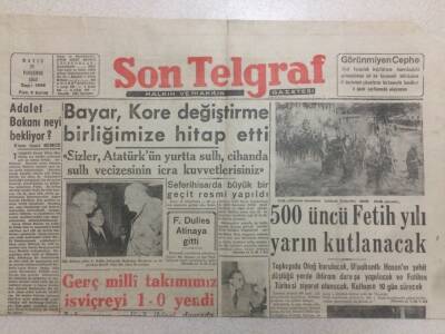 Son Telgraf Gazetesi 28 Mayıs 1953 - Celal Bayar Kore Değiştirme Birliğimize Hitap Etti GZ52436 - 1