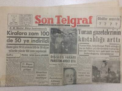 Son Telgraf Gazetesi 28 Nisan 1953 - Yunan Gazetelerinin Küstahlığı Arttı GZ52450 - 1