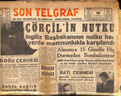 Son Telgraf Gazetesi 28 Şubat 1945 - Çörçilin Nutku.. GZ71080 - 1