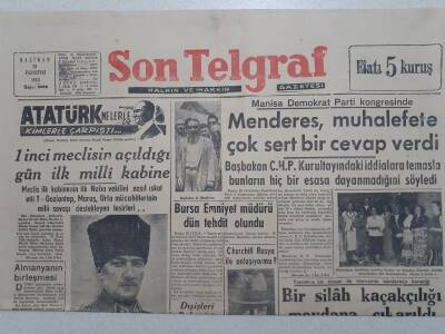 Son Telgraf Gazetesi - 29 Haziran 1953 - Menderes Muhalefete Çok Sert Cevap Verdi GZ112740 - 1