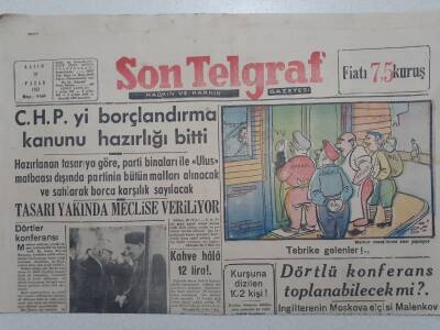 Son Telgraf Gazetesi - 29 Kasım 1953 - Kuzu Eti 400 Kuruş,Nerde Belediye GZ112721 - 1