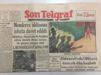 Son Telgraf Gazetesi 3 Kasım 1953 - Menderes İddiasını İspata Davet Edildi GZ52433 - 1