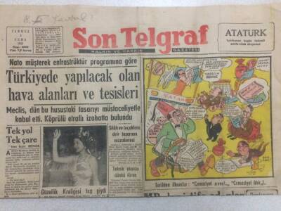 Son Telgraf Gazetesi 3 Temmuz 1953 - Türkiyede Yapılacak Plan Hava Alanları Ve Tesisleri GZ52425 - 1