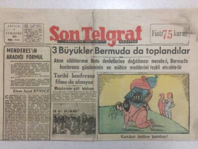 Son Telgraf Gazetesi 5 Aralık 1953 - 3 Büyükler Bermuda da Toplandılar GZ52448 - 1