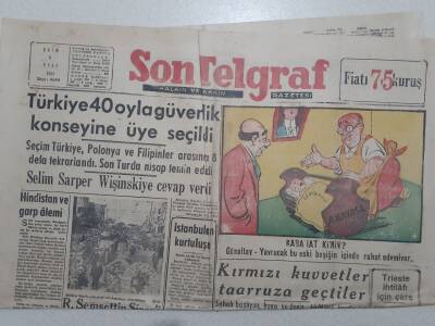 Son Telgraf Gazetesi - 6 Ekim 1953 - Türkiye 40 Oyla Güvenlik Konseyine Üye Seçildi GZ112741 - 1