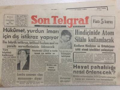 Son Telgraf Gazetesi 7 Mayıs 1953 - Hükümet Yurdun İmarı İçin Dış İstikraz Yapıyor GZ52413 - 1