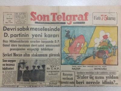 Son Telgraf Gazetesi 8 Ekim 1953 - Devri sabık Meselesinde D. Partinin Yeni Kararı GZ52426 - 1
