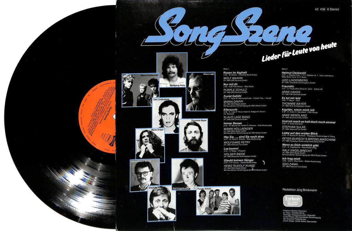 Song Szene - Lieder für Leute von Heute (Almanya Baskı) LP PLAK (10/8.5) PLK25954 - 2
