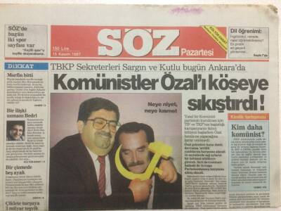 Söz Gazetesi 16 Kasım 1987 - Komünistler Turgut Özalı Köşeye Sıkıştırdı GZ50998 - 1