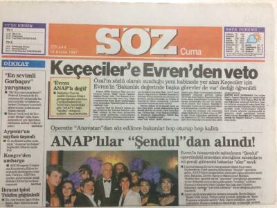 Söz Gazetesi 18 Aralık 1987 - Keçecilere Evrenden Veto GZ35942 - 1