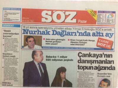 Söz Gazetesi 20 Aralık 1987 - Çankayanın Danışmanları Topun Ağzında GZ35941 - 1