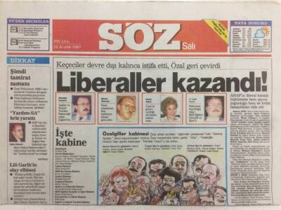 Söz Gazetesi 22 Aralık 1987 - Liberaller Kazandı GZ35939 - 1