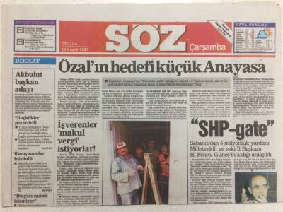 Söz Gazetesi 23 Aralık 1987 - Özalın Hedefi Küçük Anayasa GZ35938 - 1