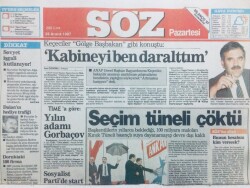 Söz Gazetesi 28 Aralık 1987 - Seçim Tüneli Çöktü GZ43239 - 2