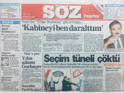 Söz Gazetesi 28 Aralık 1987 - Seçim Tüneli Çöktü GZ43239 - 1
