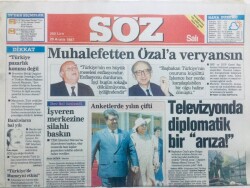 Söz Gazetesi 29 Aralık 1987 - Muhalefetten Özala Veryansın GZ43238 - 2