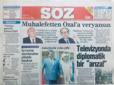 Söz Gazetesi 29 Aralık 1987 - Muhalefetten Özala Veryansın GZ43238 - 1