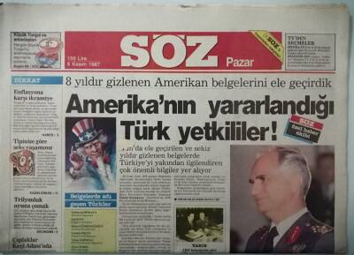 Söz Gazetesi 8 Kasım 1987 Sekiz Yıldır Gizlenen Amerikan Belgelerini Ele Geçirdik -GZ37411 - 1