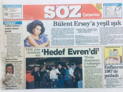 Söz Gazetesi Çarşamba Eki 6 Ocak 1988 - Bülent Ersoya Yeşil Işık GZ41824 - 1