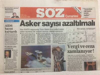 Söz Perşembe Gazetesi 12 Aralık 1987 - Asker Sayısı Azaltılmalı GZ47226 - 1