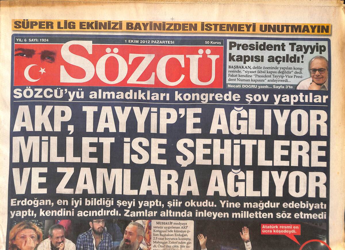 Sözcü Gazetesi 1 Ekim 2012 - Zammı Protesto Ettiler Böyle Dayak Yediler! - Kaleci Volkan Demir El Ateşle Oynuyor! GZ136659 - 1
