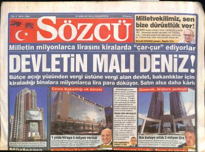 Sözcü Gazetesi 10 Aralık 2012 - Badeci Şeyhe Kötü Haber ! - Devletin Malı Deniz ! GZ125700 - 1