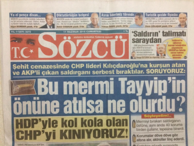 Sözcü Gazetesi 11 Haziran 2016 - Bu Mermi Tayyipin Önüne Atılsa Ne Olurdu GZ29114 - 1