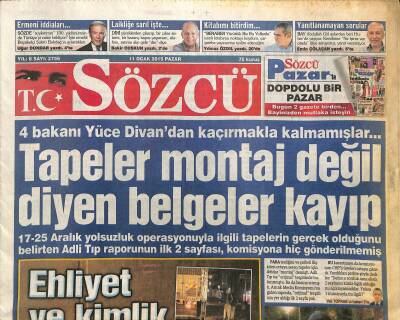 Sözcü Gazetesi 11 Ocak 2015 - Davutoğlu Pariste Terör Kurbanları İçin Yürüyecek GZ125513 - 1