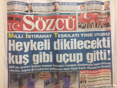 Sözcü Gazetesi 12 Ağustos 2015 - Heykeli Dikilecekti Kuş Gibi Uçup Gitti GZ29121 - 1