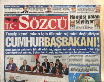 Sözcü Gazetesi 12 Aralık 2014 - İktidar Gidecek Fazıl Say Kalacak GZ100309 - 1
