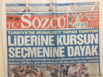 Sözcü Gazetesi 12 Haziran 2016 - Türkiyede Muhalefet Yapan Yanıyor GZ29127 - 1