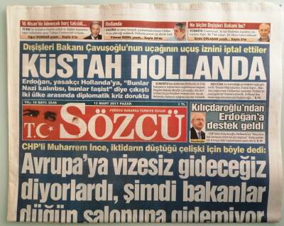 Sözcü Gazetesi 12 Mart 2017 Gürsel Tekinden İktidara Çağrı -GZ44068 - 1