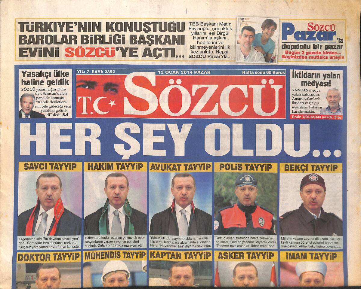 Sözcü Gazetesi 12 Ocak 2014 - AKP'DEN Uçan Tekme - Alex De Souza Bilmecesi! - Yolsuzluk Yürüyüşü GZ136658 - 1