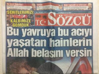 Sözcü Gazetesi 13 Aralık 2016 - Bu Yavruya Bu Acıyı Yaşatanın Allah Belasını Versin GZ29552 - 1