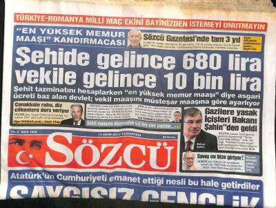 Sözcü Gazetesi 13 Ekim 2012 - Gazilere Yasak İçişleri Bakanı Şahinden Geldi - Nobel Barış Ödülü ABye GZ98927 - 1