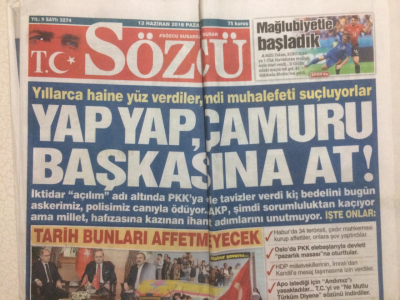 Sözcü Gazetesi 13 Haziran 2016 - Yap Yap Çamuru Başkasına At GZ29113 - 1