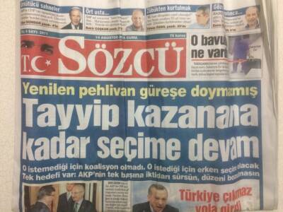 Sözcü Gazetesi 14 Ağustos 2015 - Tayyip Kazanana Kadar Seçime Devam GZ29144 - 1