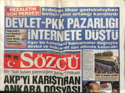 Sözcü Gazetesi 14 Eylül 2011 - Devlet-PKK Pazarlığı İnternete Düştü GZ100867 - 2