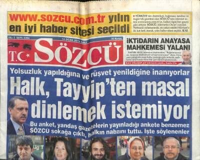 Sözcü Gazetesi 14 Ocak 2014 - Halk Tayyipten Masal Dinlemek İstemiyor GZ107346 - 1