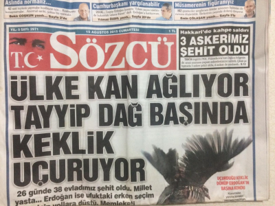 Sözcü Gazetesi 15 Ağustos 2015 - Ülke Kan Ağlıyor Tayyip Dağ Başında Keklik Uçuruyor GZ29125 - 1
