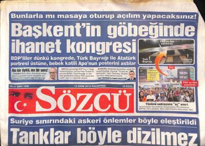 Sözcü Gazetesi 15 Ekim 2012 - Başkentin Göbeğinde İhanet Kongresi - Hatayın Yarısını 23 Ülke Aldı GZ124575 - 1