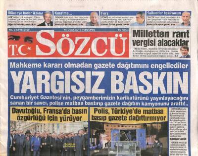 Sözcü Gazetesi 15 Ocak 2015 - Davutoğlu , Fransada Basın Özgürlüğü İçin Yürüyor GZ106830 - 1
