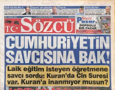 Sözcü Gazetesi 15 Şubat 2015 - Tek Adamlığa Karşı Cumhuriyeti Savunan Filozof CİCERO GZ106858 - 1
