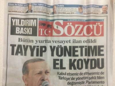 Sözcü Gazetesi 16 Ağustos 2015 - Tayyip Yönetime El Koydu GZ29143 - 1