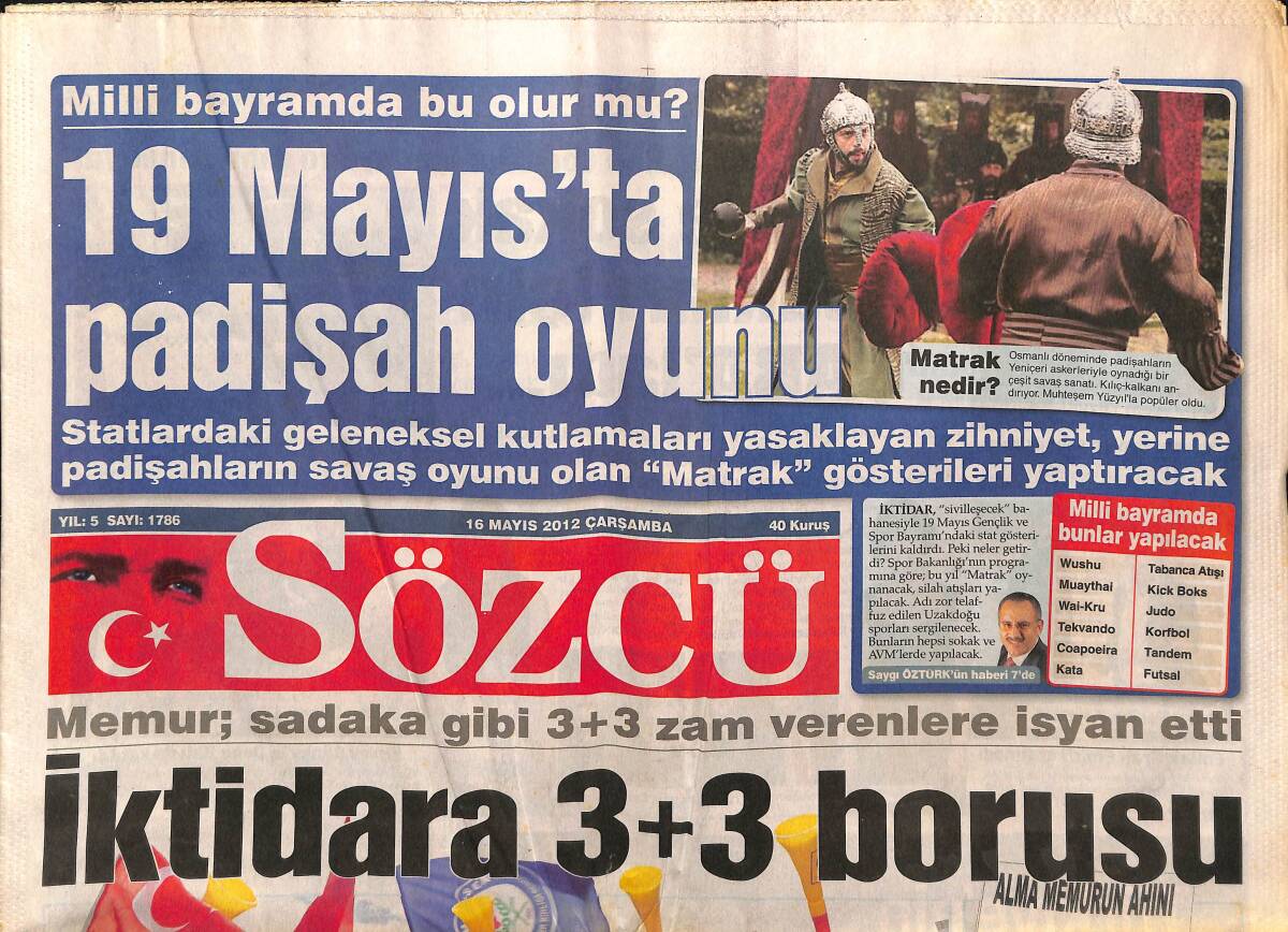 Sözcü Gazetesi 16 Mayıs 2012 - Metin Oktay'dan Semih Kaya'ya - Can Bonomo Bakü'de GZ154936 - 1